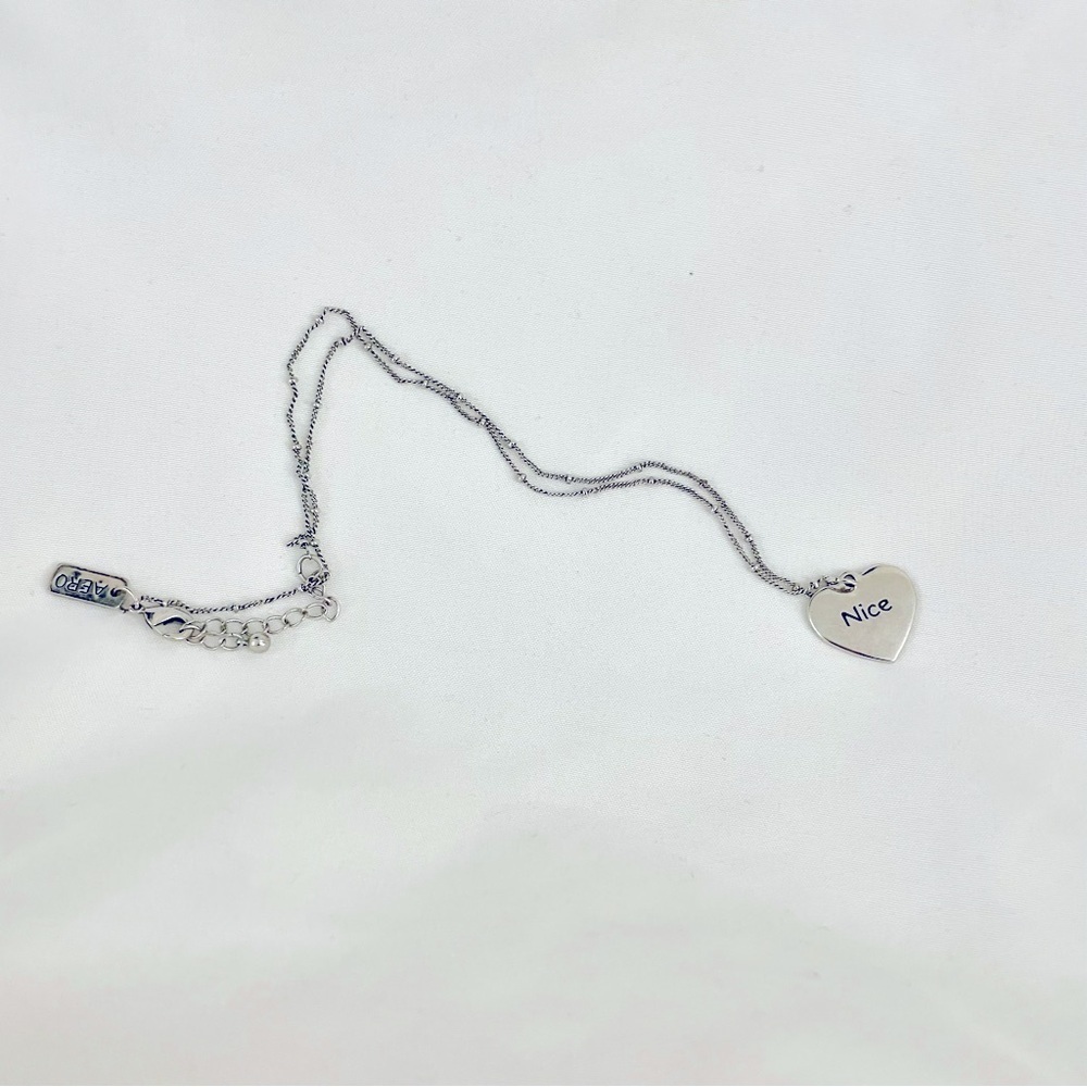 CLAIRE’S Teen Junior Girl’s “NICE” Heart Necklace Silver Tone 16 inches